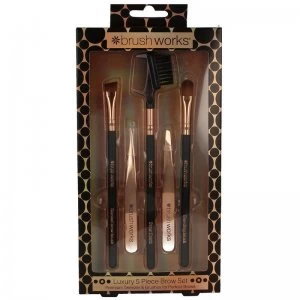 Image of Brushworks HD Luxury Rose Gold 5 Piece Brow Set