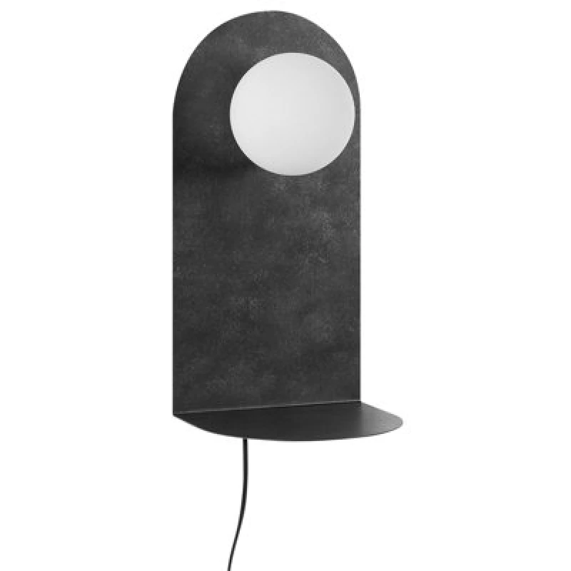 Image of Beliani Wall Lamp Mapi With Shelf Metal Graphite Grey