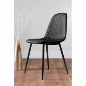 Image of Furniture Box 2 x Black Faux Leather Corona Modern Dining Chairs Black Leg