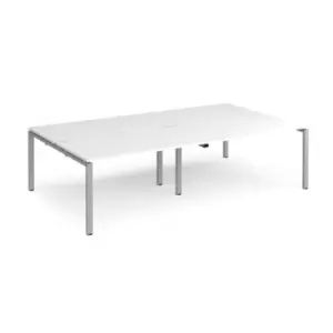 Image of Bench Desk 4 Person Rectangular Desks 2800mm White Tops With Silver Frames 1600mm Depth Adapt