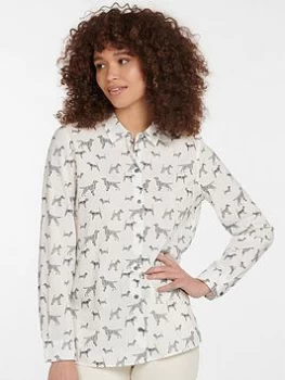 Image of Barbour Barbour Relaxed Fit Dog Print Shirt - White, Size 8, Women