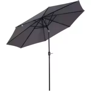 Image of Outsunny 3(m) Patio Umbrella Outdoor Sunshade Canopy w/ Tilt & Crank Dark Grey