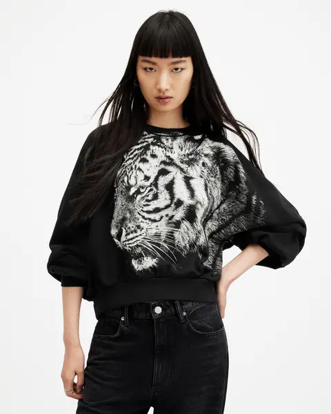 Image of AllSaints Tigress Oversized Cygni Sweatshirt