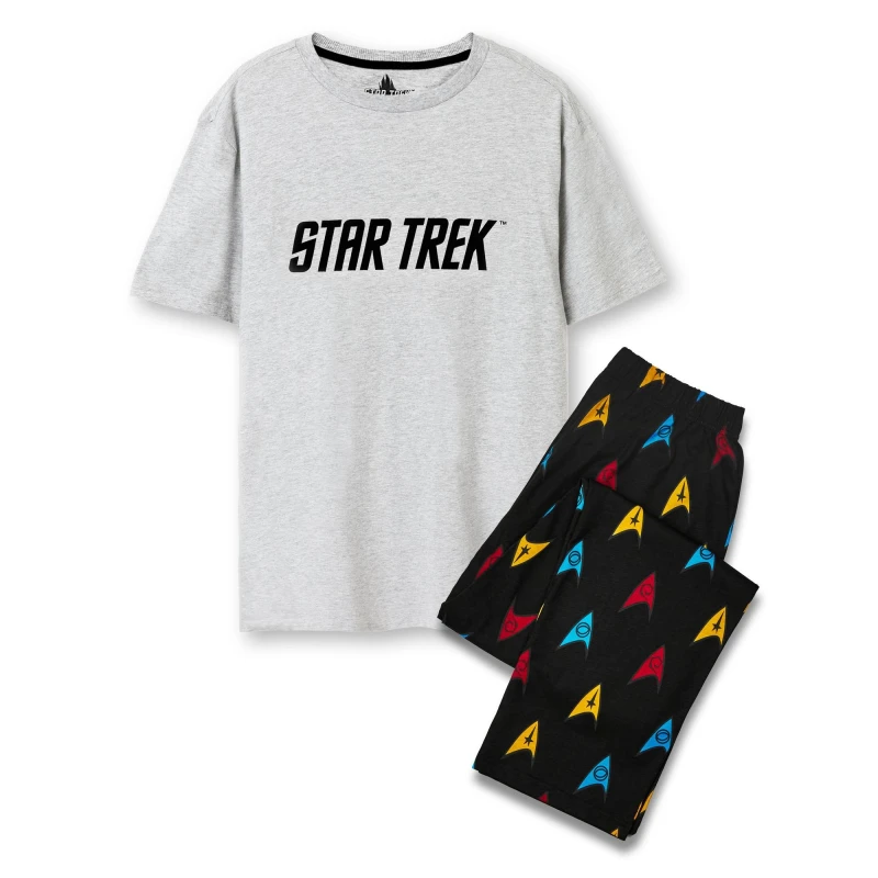 Image of Star Trek Star Trek Men Short Sleeve Long Leg Pyjama Set in Black Size: Medium Black M Male 5063203003150