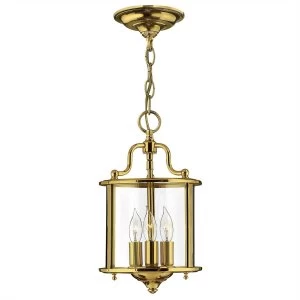 Image of 3 Light Small Ceiling Lantern Pendant Polished Brass, E14