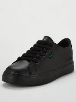 Image of Kickers Tovni Leather Lace Plimsoll - Black, Size 13 Younger