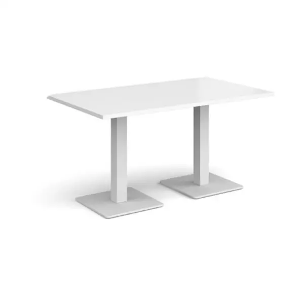 Image of Brescia Brescia rectangular dining table with flat square white bases 1400mm x 800mm - white White BDR1400-WH-WH