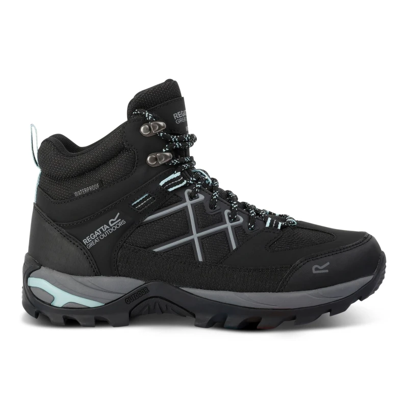 Image of Regatta Womens Samaris III Walking Boots UK Size 8 (EU 42) Black/Bleached Aqua RWF834-UV8-8