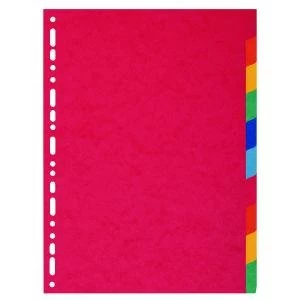 Image of Exacompta Recycled 10-Part Dividers 225gm A4 Maxi Bright Multi 2110E