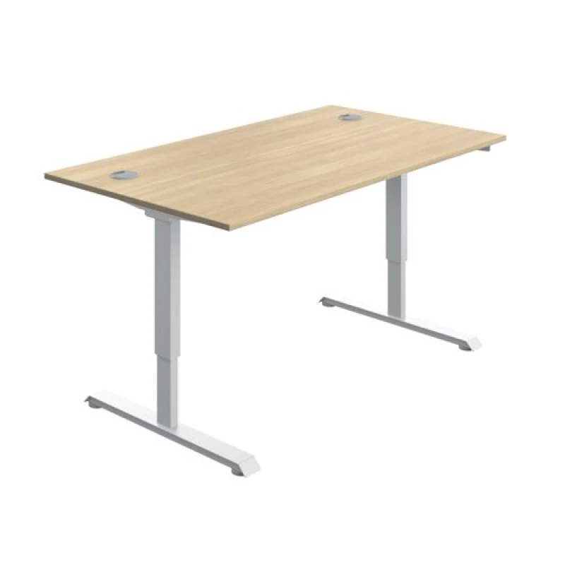 Image of Serrion Single Motor Sit/Stand Desk 1400x800x730-1220mm Oak/White KF800328