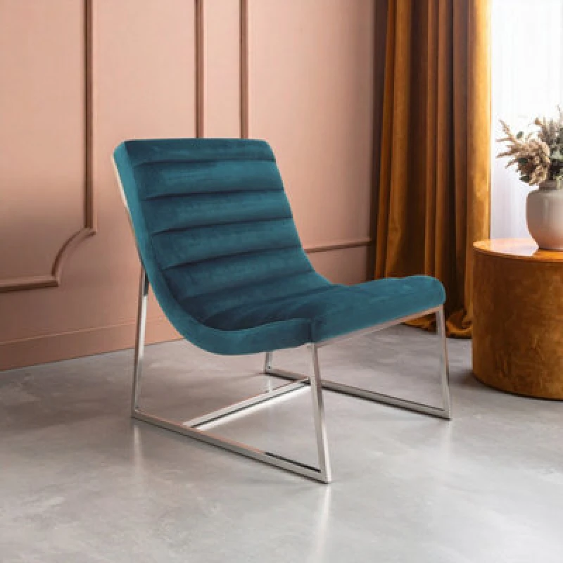 Image of Orsina Velvet Cocktail Chair, Easy To Adjust Comfy Chair, Effortless Cleaning Ocassional Accent Chair