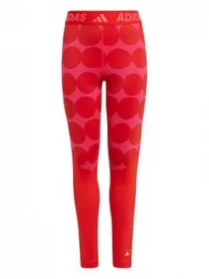 Image of Adidas Junior Girls Mm R Tf Tght, Pink/Red, Size 7-8 Years