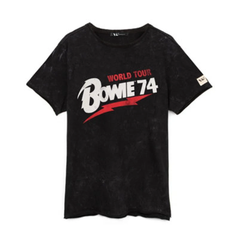 Image of David Bowie David Bowie Men Short Sleeved T-Shirt in Black Size: Medium Black M Male 5056210189085