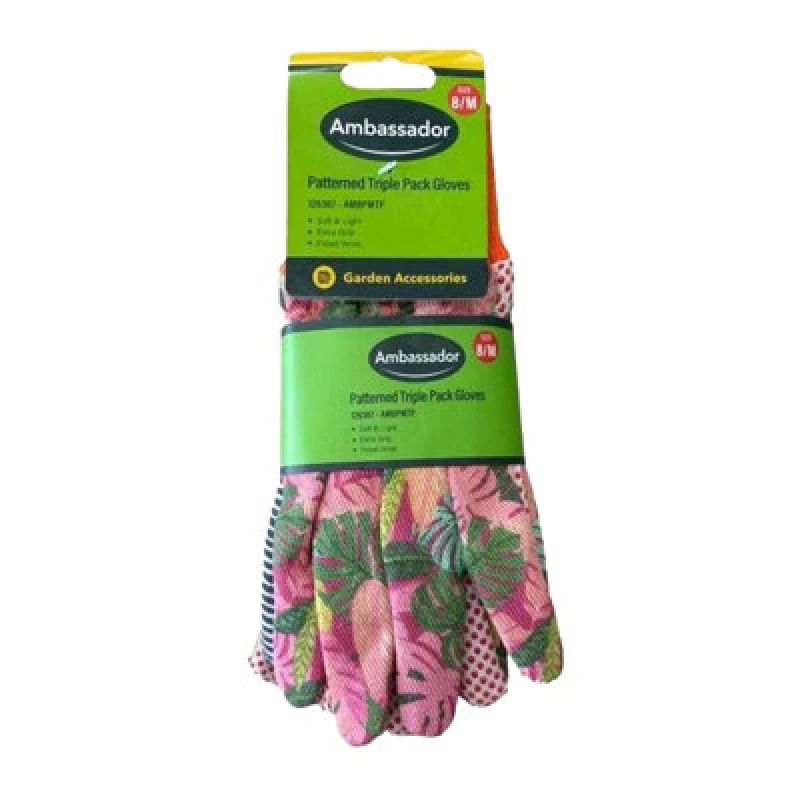 Image of Ambador Unisex Adult Cotton Patterned Gloves (Pack Of 3)