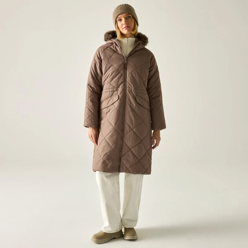Image of Regatta Womens Freyla Hooded Water-Repellent Insulating Padded Jacket in Brown Size: 20 Brown Female 20