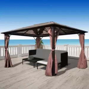Image of Vidaxl - Gazebo with Curtain Brown Aluminium 400 x 300cm - Brown