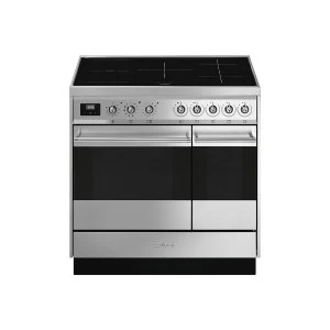 Image of SMEG SY92IPX9 Symphony Stainless Steel Self Cleaning 90cm Electric Induction Range Cooker