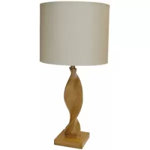 Image of Table Lamp Oak Effect Resin & Natural Linen 10W LED E27 Base & Shade