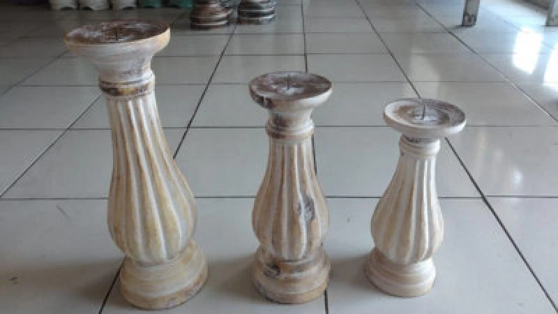 Image of Minster Pillar Design Candle Holder - L8 X W8 X H35 Cm