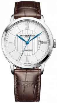 Image of Baume & Mercier Mens Classima Automatic Brown Leather Watch
