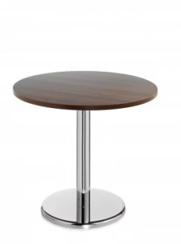 Image of Pisa Circular Table With Round Chrome Base 600mm - Walnut