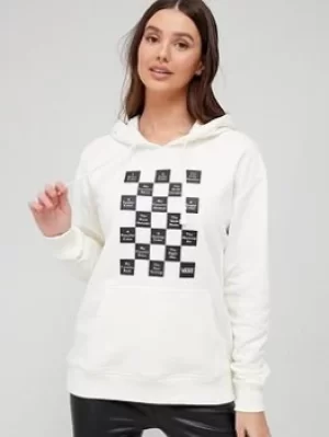 Image of Vans WM CHECKERBOARD 21 HOODIE, White/Black Size M Women