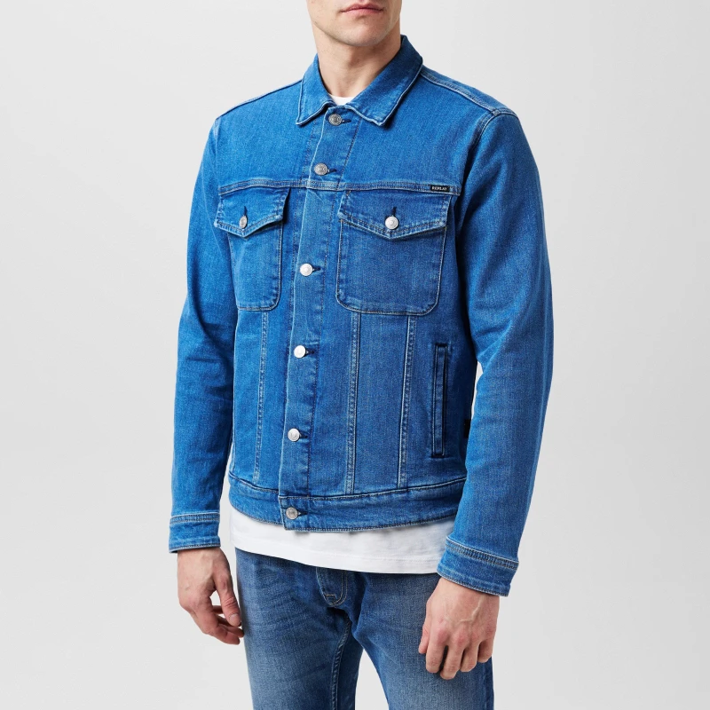 Image of Replay Mens Trucker Denim Jacket B12 Mid Wash male M