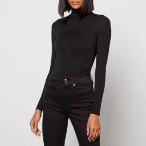 Image of Good American Womens The Coverup Turtleneck Body Top - Black001 - XL