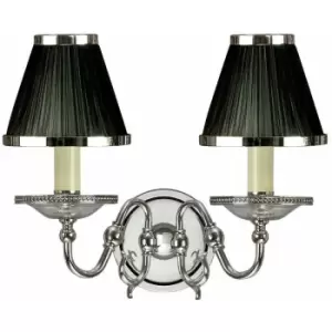Image of Loops - Luxury Flemish Twin Wall Light Bright Nickel Black Shade Traditional Lamp Holder