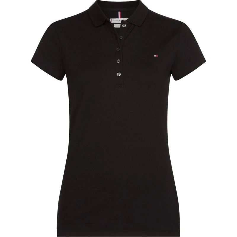 Image of Tommy Hilfiger Heritage Short Sleeve Slim Fit Polo Shirt Ladies - Black 6