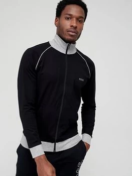 Image of BOSS Bodywear Mix & Match Lounge Zip Funnel Neck Jacket - Black, Size L, Men