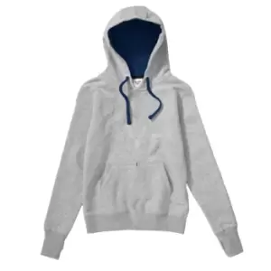 Image of SG Ladies/Womens Contrast Hooded Sweatshirt / Hoodie (XS) (Light Oxford/Navy)