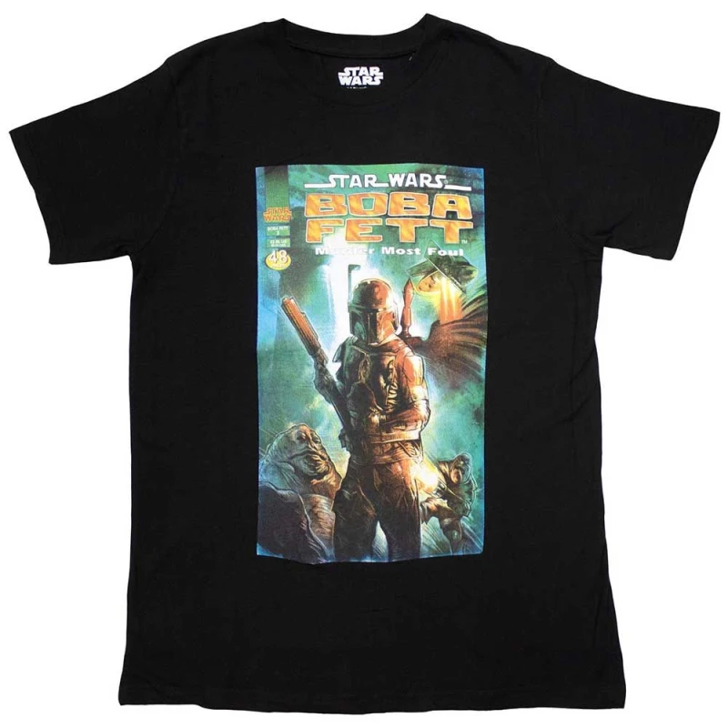 Image of Star Wars Boba Fett Comic Cover T Shirt Black unisex