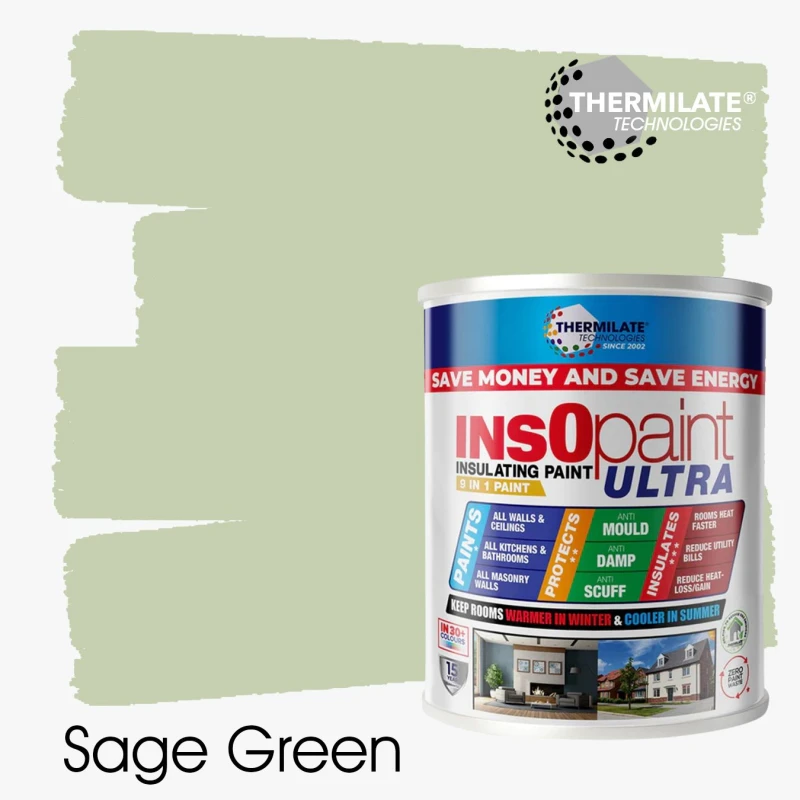 Image of THERMILATE TECHNOLOGIES InsOpaint ULTRA - 9 IN 1 Interior & Exterior Paint - 5L in Sage Green Sage Green Unisex 5L
