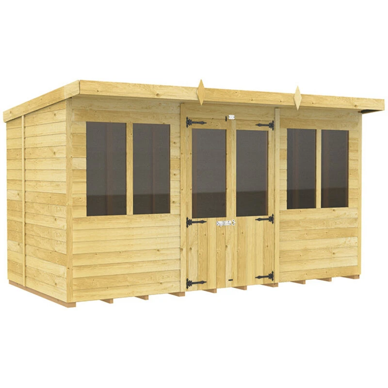 Image of Flat Pack Sheds DIY Sheds 12 x 5 Pent Summer House, Brown 12X5PSHFF