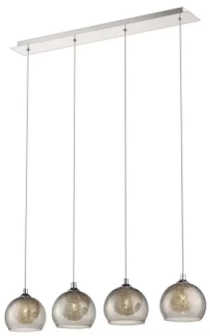 Image of Spring 4 Light Ceiling Pendant Bar Chrome, Smoked grey with Glass Shades, G9