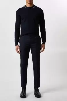 Image of Slim Fit Navy Check Smart Trousers