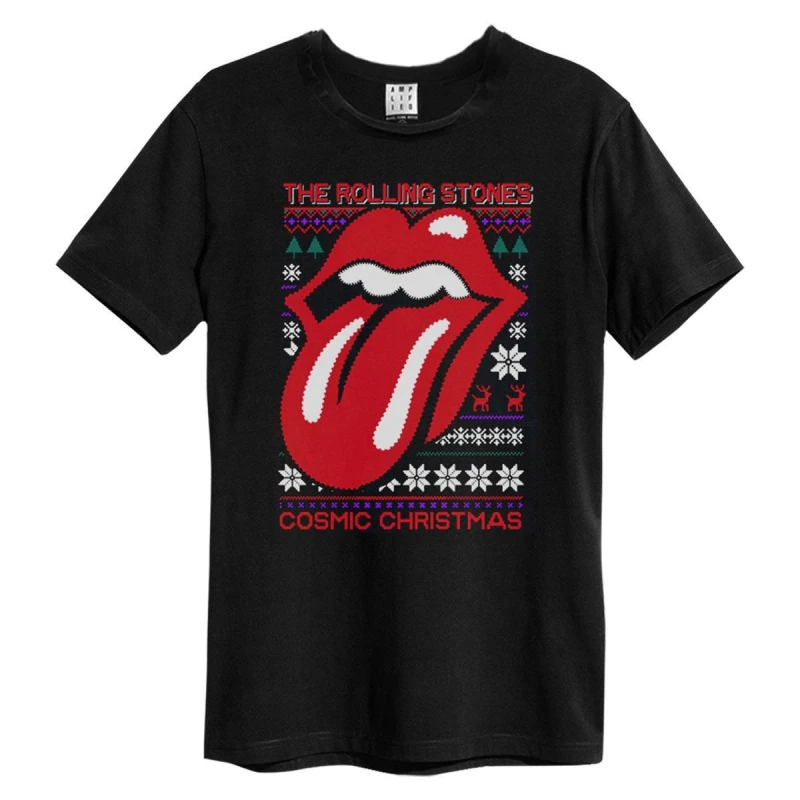 Image of Amplified Amplified Men Cosmic Christmas The Rolling Stones T-Shirt in Black Size: X-Small Black XS Male 5063852060054