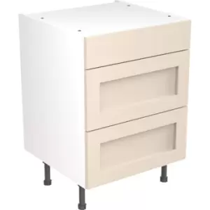 Image of Kitchen Kit Flatpack Shaker Kitchen Cabinet Base 3 Drawer Unit Ultra Matt 600mm in Cashmere MFC