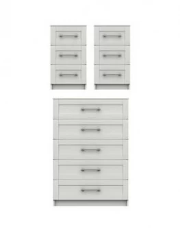 Image of Regal Ready Assembled 3 Piece Package - 5 Drawer Chest And Set Of 2 Bedside Chests