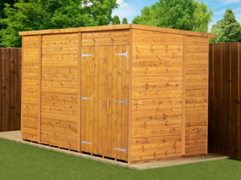 Image of Empire Sheds Empire Modular Pent 10X6 Dipped Treated Tongue And Groove Wooden Garden Shed Double Door (10' X 6' / 10ft X 6ft) (10X6)
