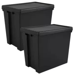 Image of Wham Bam Black Heavy Duty Recycled Box with Lid 92L- Set of 2