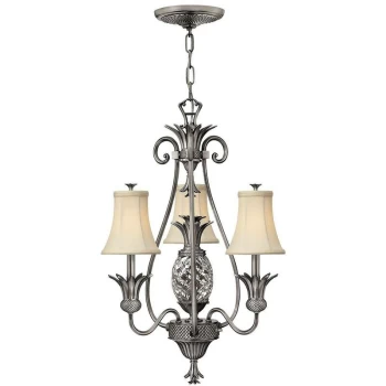 Image of Plantation - Multi Arm Chandelier 3 Light Polished Antique Nickel Finish, E14 - Elstead