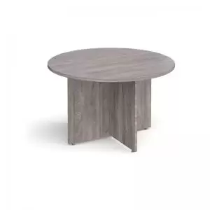 Image of Arrow head leg circular meeting table 1200mm - grey oak