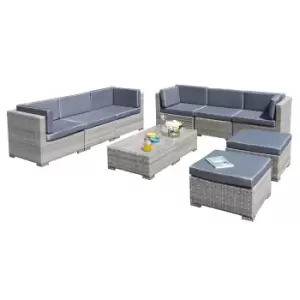 Image of Oseasons Trinidad Deluxe Rattan 8 Seat Modular Sofa Set In Dove Grey