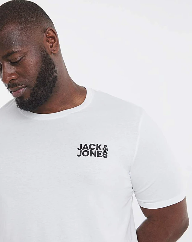 Image of jack & jones Jack & Jones Corp Logo T-Shirt - White White - JACK & JONES - Size: 6XL(66) White Male 6XL(66) LM07808
