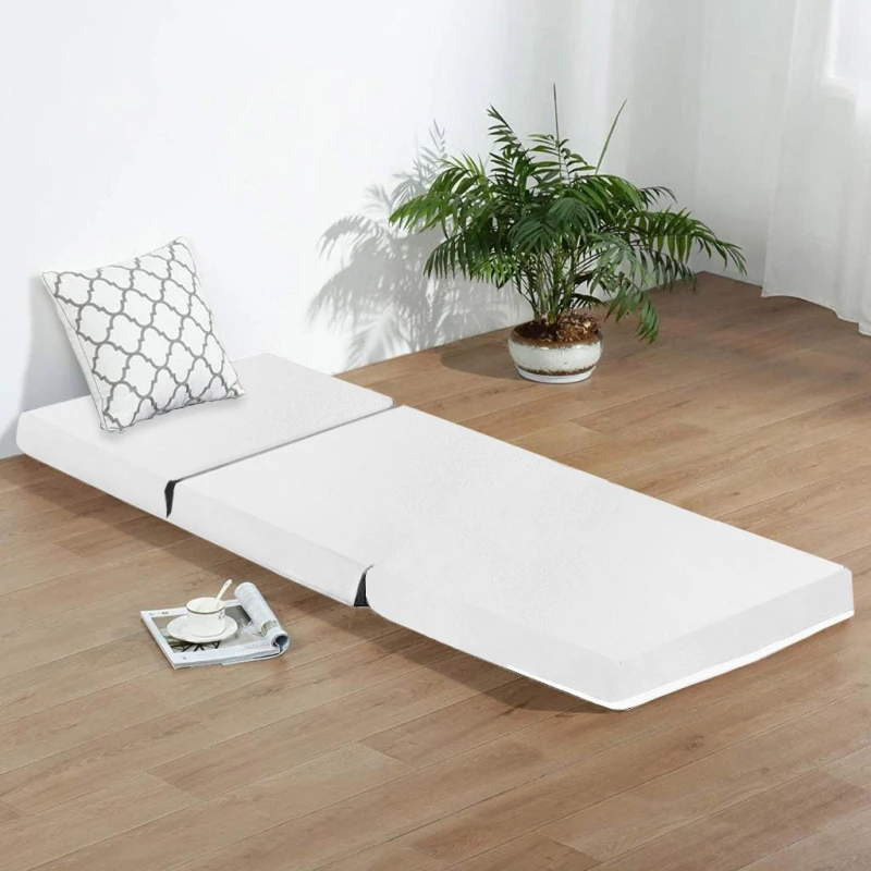 Image of Mattress Guru Leather Z Bed Futon Folding Mattress Chair White