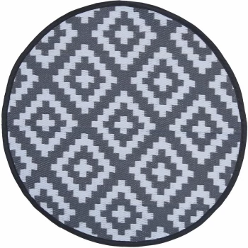 Image of Diamond Pattern Lightweight Waterproof Indoor/Patio Small Rug - Grey, White - Charles Bentley