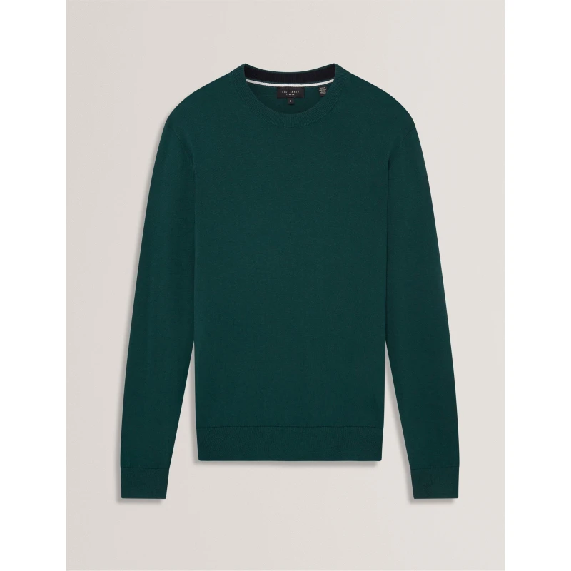 Image of Ted Baker Mens Merino Crew Neck Jumper Green male S (2)