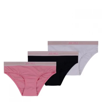 Image of Jack Wills Kids Girls Multipack Hipster Briefs 3 Pack - Pink/White/Blk